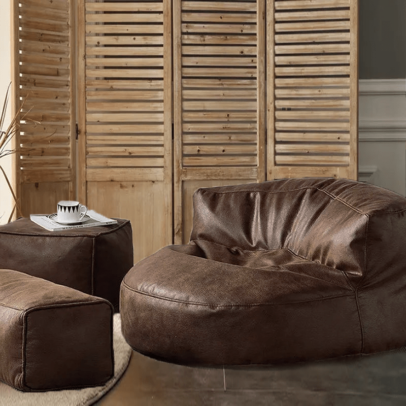 Zitzak Rond Kunstleer Modern 100cm Retro Leer Kinderen Volwassenen Binnen