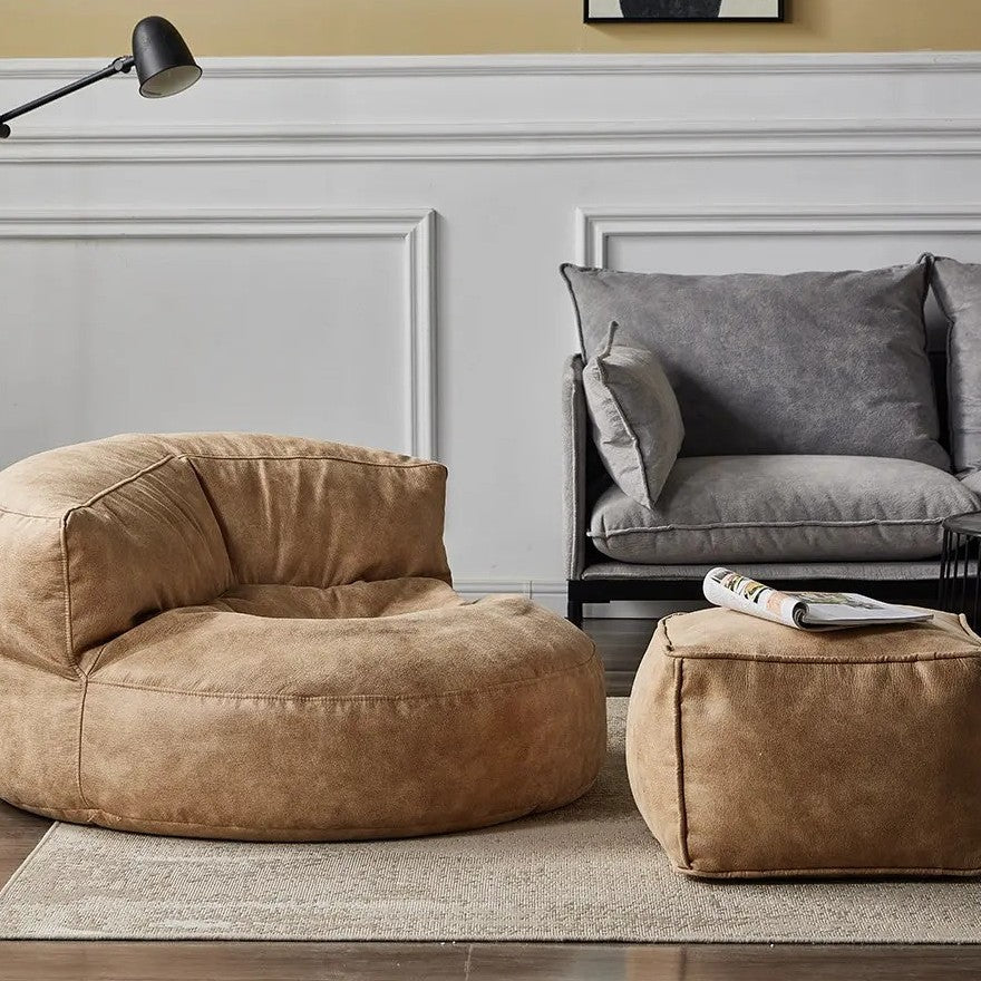 Zitzak Rond Kunstleer Modern 100cm Retro Leer Kinderen Volwassenen Binnen