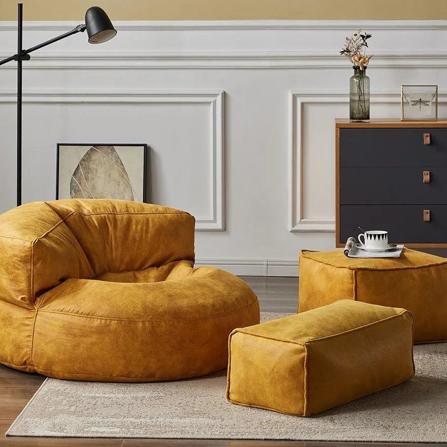 Zitzak Rond Kunstleer Modern 100cm Retro Leer Kinderen Volwassenen Binnen