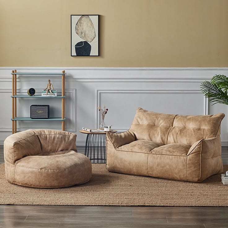 Zitzak Rond Kunstleer Modern 100cm Retro Leer Kinderen Volwassenen Binnen