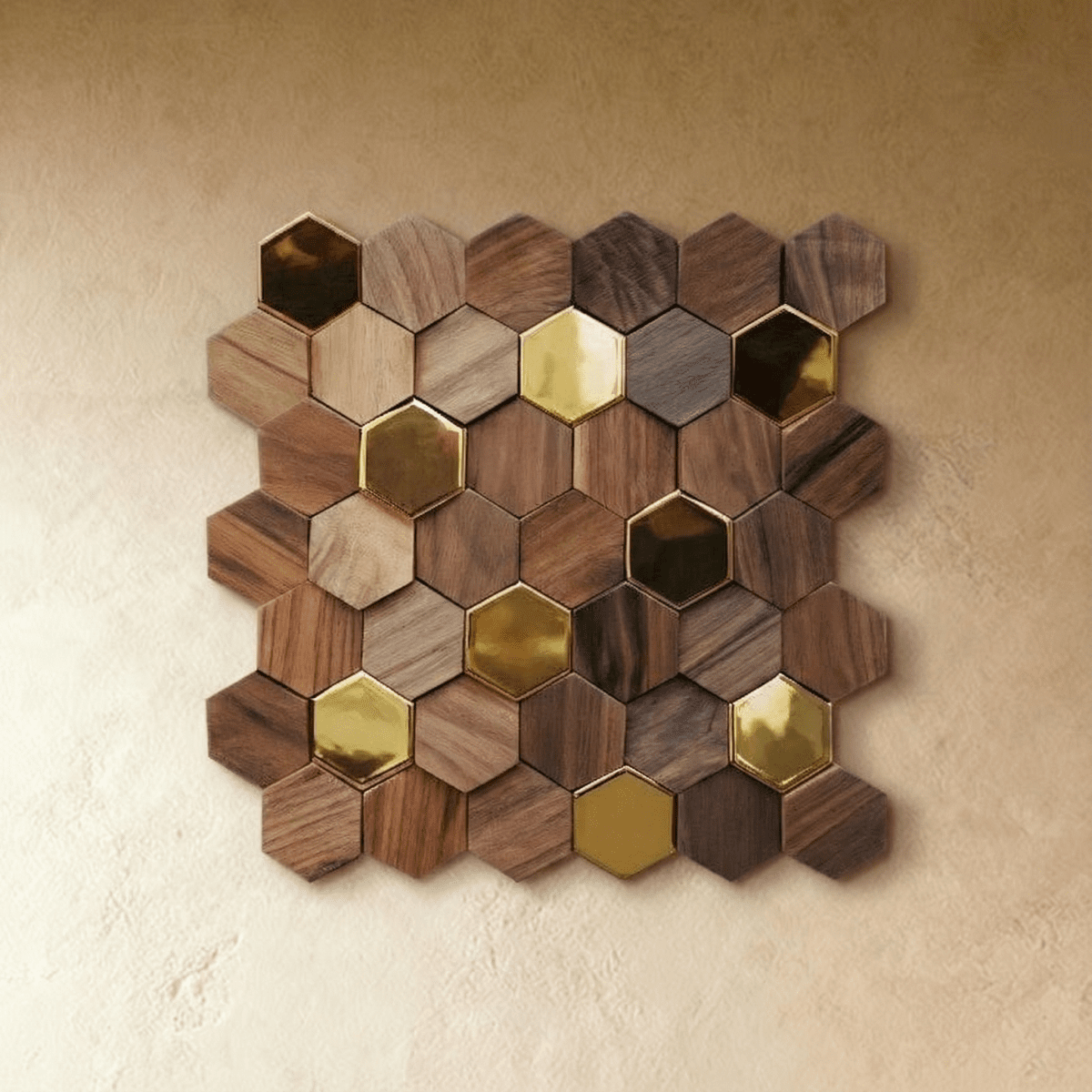 Wikne Houten Mozaïek Wandpanelen Met Hexagon Design Voor Moderne Accentmuren | Restfield