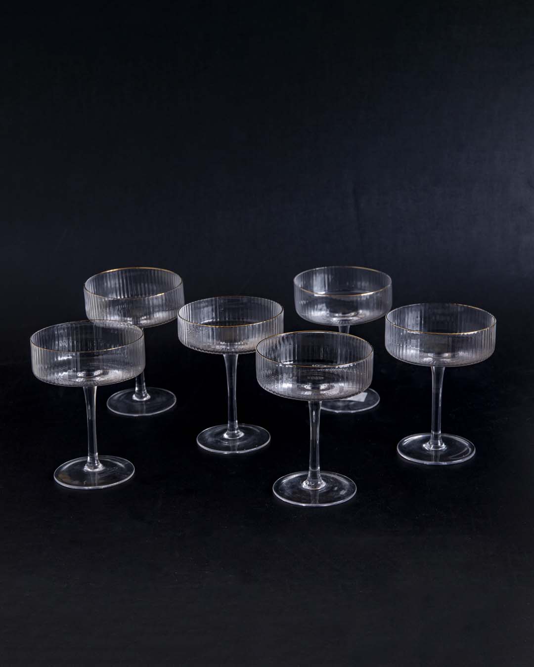 Coupe Glazen Voor Cocktails En Desserts Van Geribbeld Glas - Set van 6 | Restfield