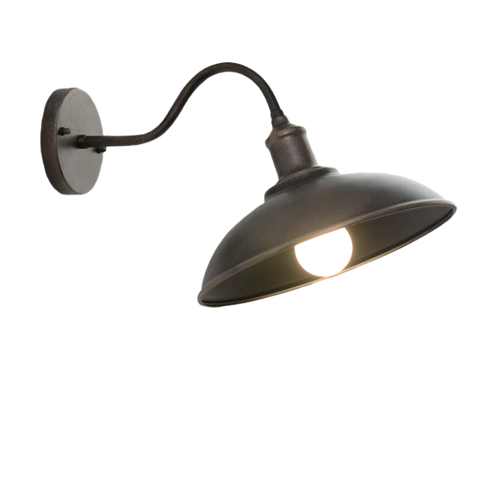 Buitenlamp Wandlamp Industrieel Vintage IJzer Kom Zwart 37cm LED | Restfield