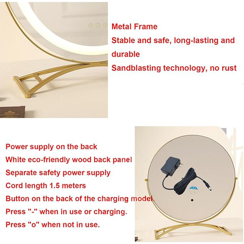 Make-up Spiegel LED Verlichting Oplaadbaar 40cm 360° Draaibaar Dimbaar 3 Lichtmodi