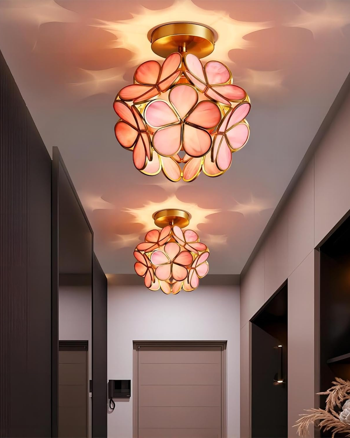 Moderne plafondlamp met bloemdesign in acryl en goudkleurig ijzer – luxe LED designlamp 20 cm | Restfield