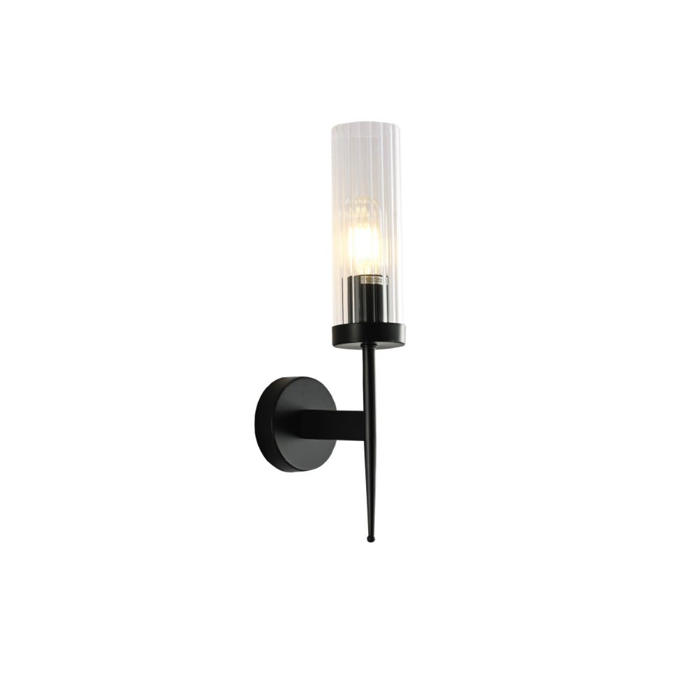 Wandlamp Geribbeld Glas Vintage Art Deco E27 Goud Chroom Nikkel Zwart Dimbaar Cilinder | Restfield