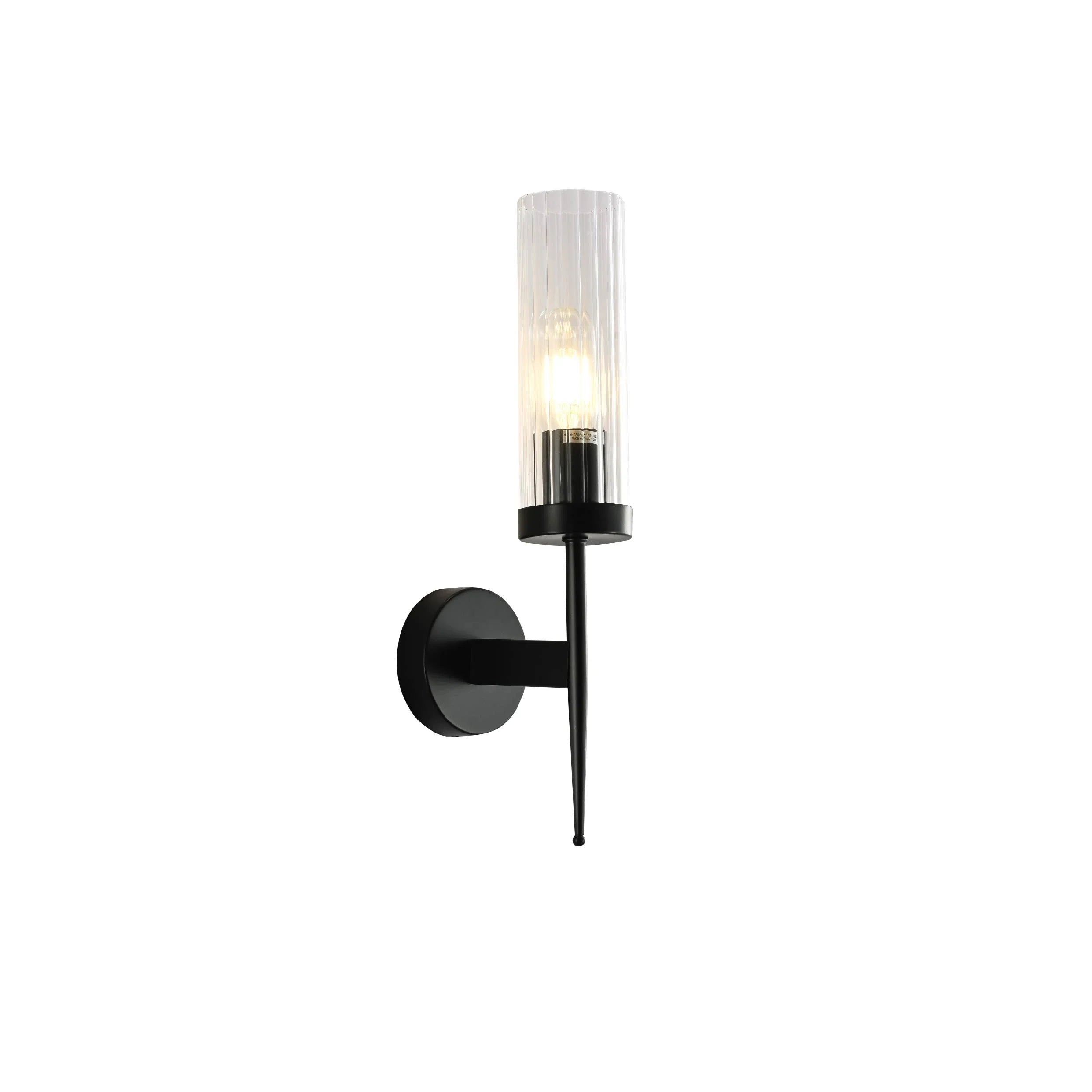 Wandlamp Geribbeld Glas Vintage Art Deco E27 Goud Chroom Nikkel Zwart Dimbaar Cilinder | Restfield