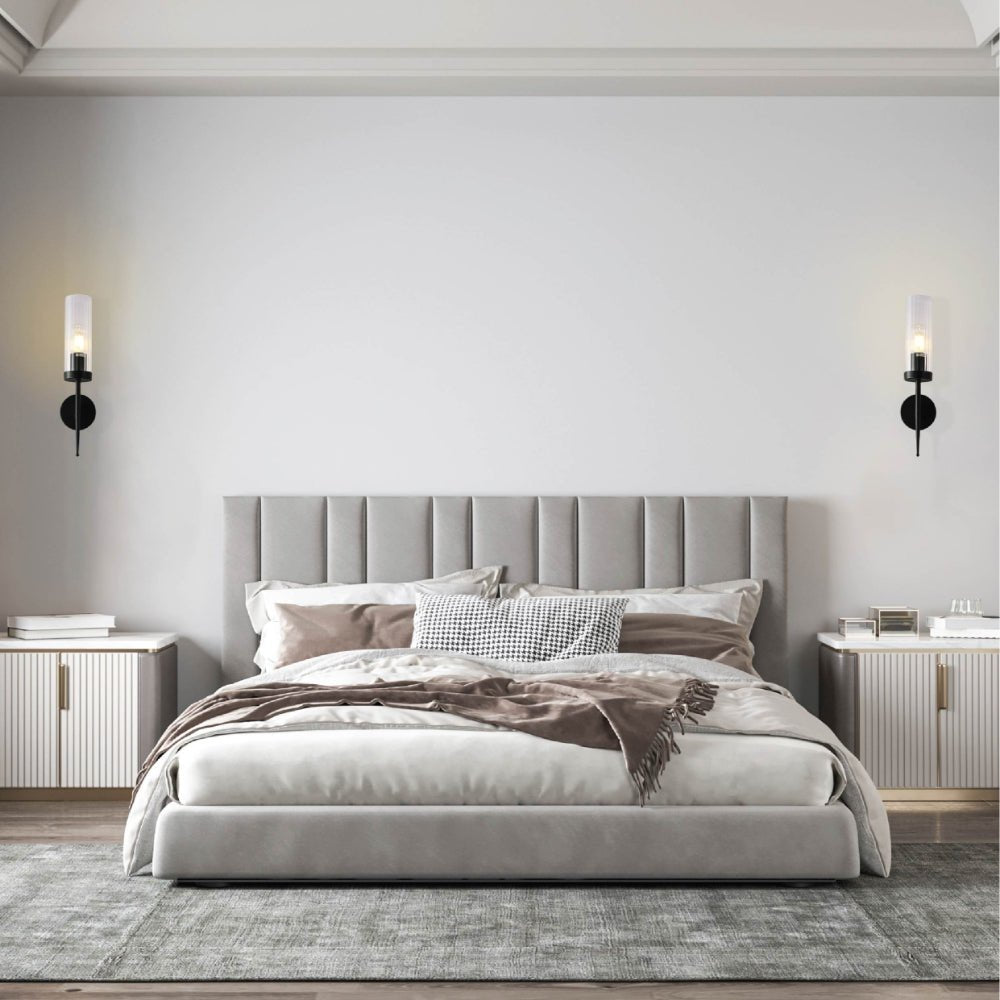 Wandlamp Geribbeld Glas Vintage Art Deco E27 Goud Chroom Nikkel Zwart Dimbaar Cilinder | Restfield