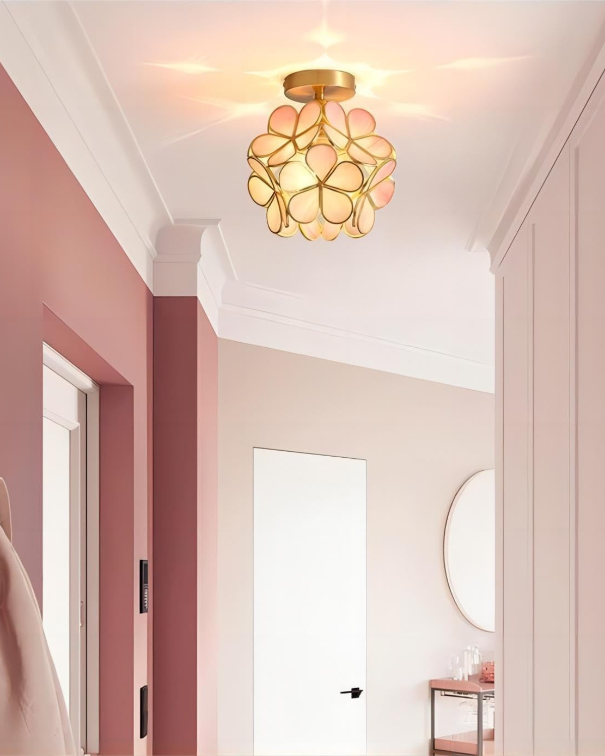 Moderne plafondlamp met bloemdesign in acryl en goudkleurig ijzer – luxe LED designlamp 20 cm | Restfield