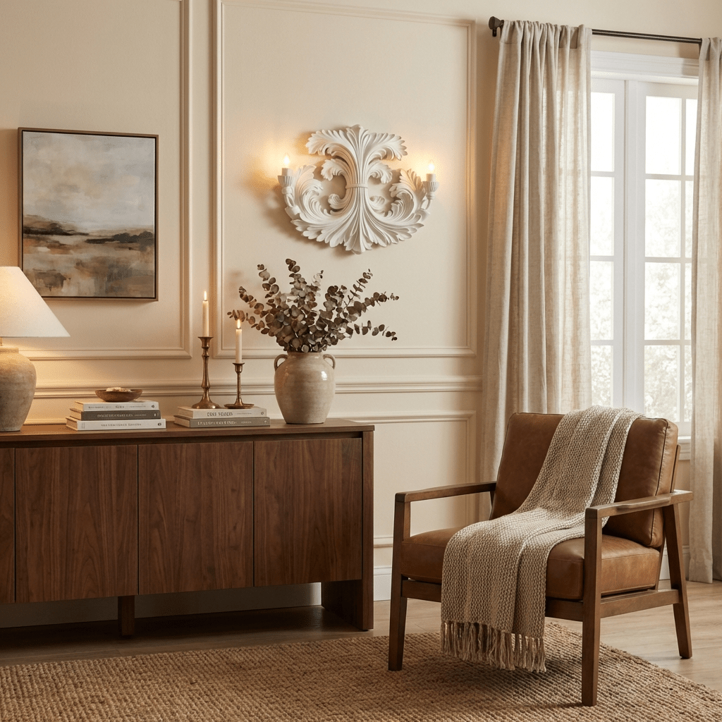 Klassieke Barok Wandlamp Met Florale Gipsdetails En Dubbele Lichtbron Voor Sfeervolle Binnenverlichting | Restfield