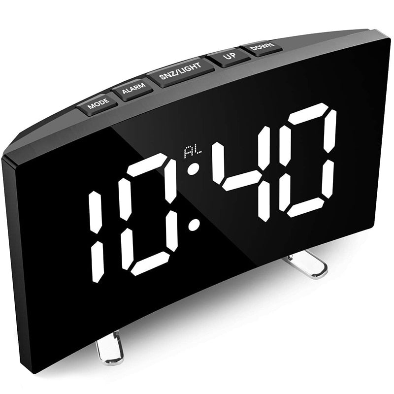 Digitale LED Wekker met Gebogen Display – Automatische Lichtregeling & Groot Scherm | Restfield
