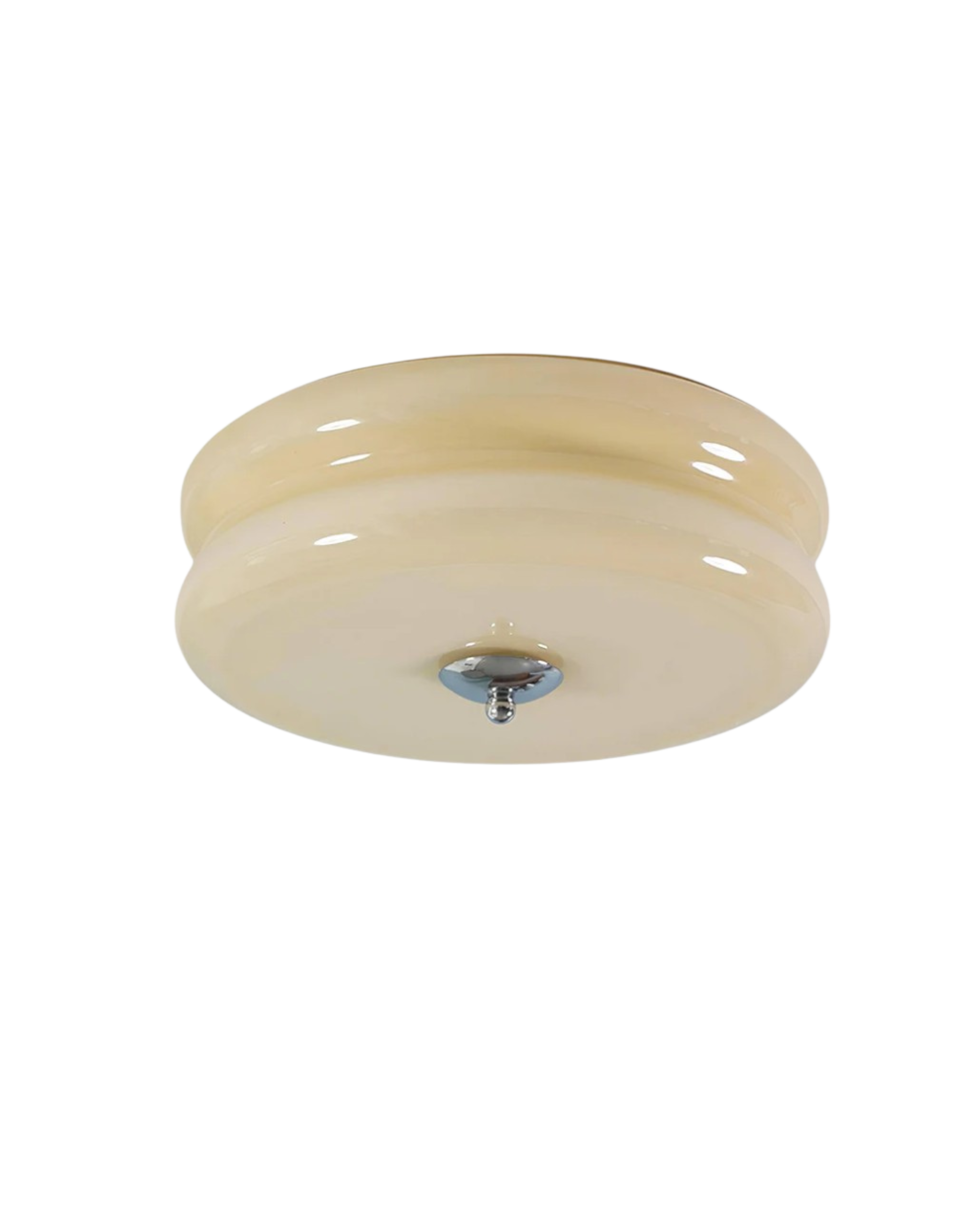 Art Deco Plafondlamp In Beige Met Chroom Accent En Warme Sfeerverlichting | Restfield