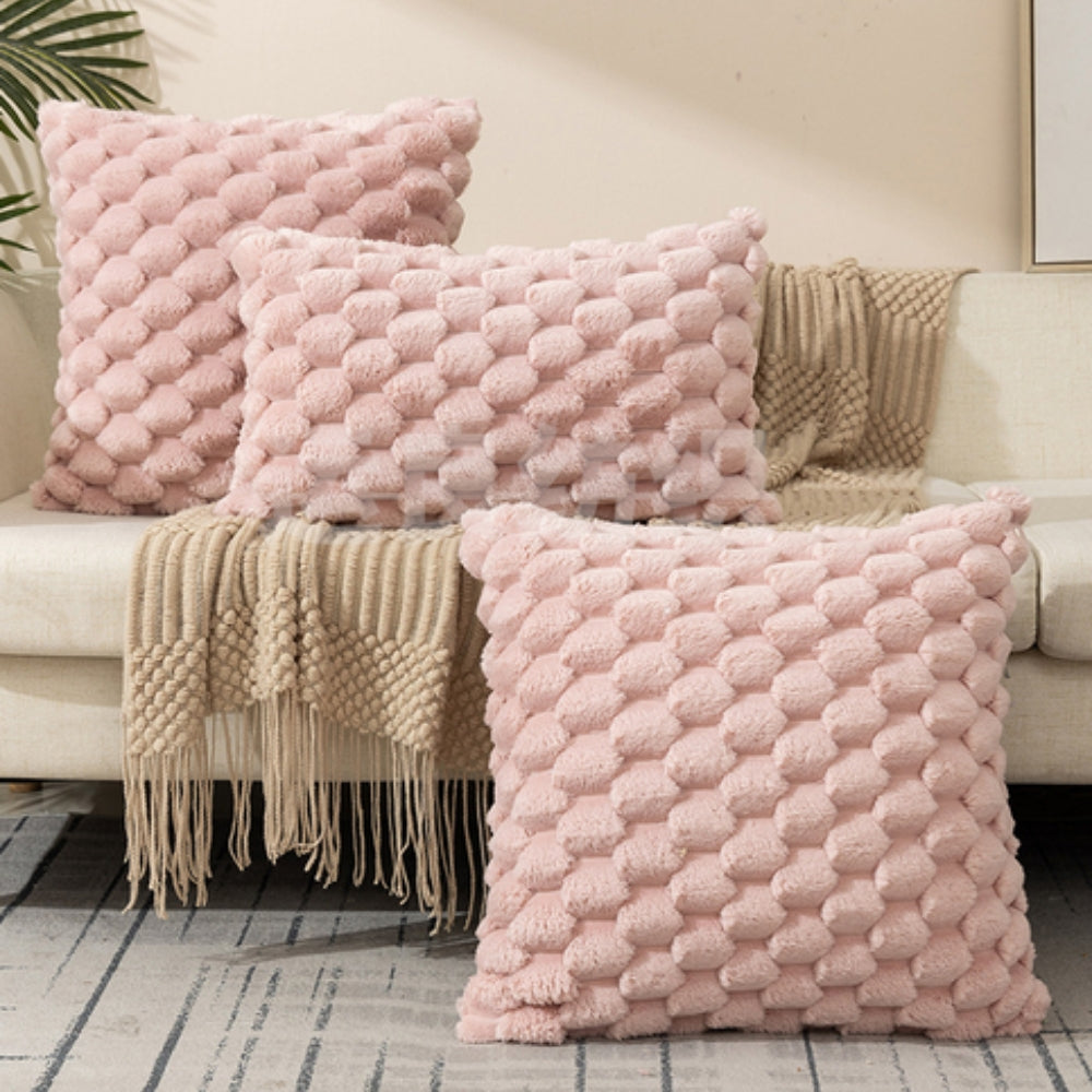 Kussenhoes 3D textuur katoen polyester roze sierkussen bank slaapkamer decoratief zacht hoes kussen vierkant rechthoek | Restfield