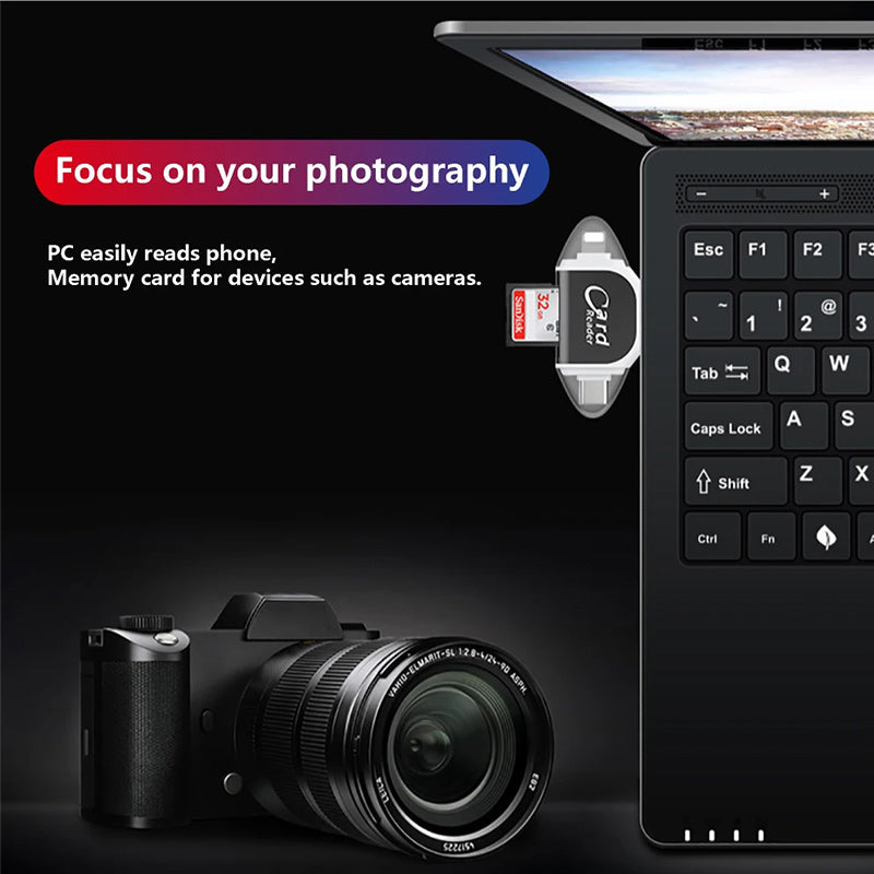 Kaartlezer 4 In 1 USB C Lightning SD Micro SD USB 3.0 | Restfield