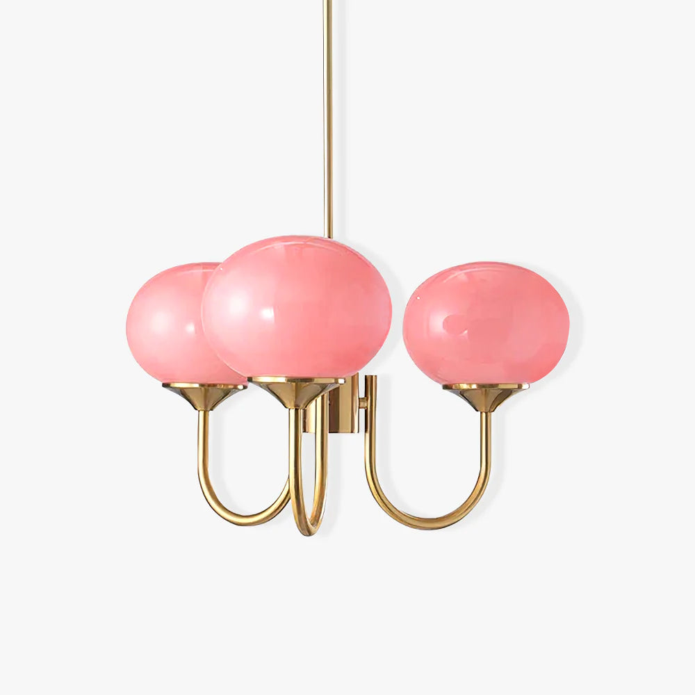 Glazen Kroonluchter Met Roze Witte Of Creme Bollen En Gouden Of Chromen Frame Moderne Design Kroonluchter Met 3 Of 5 Lichtpunten Voor Woonkamer En Eetkamer | Restfield