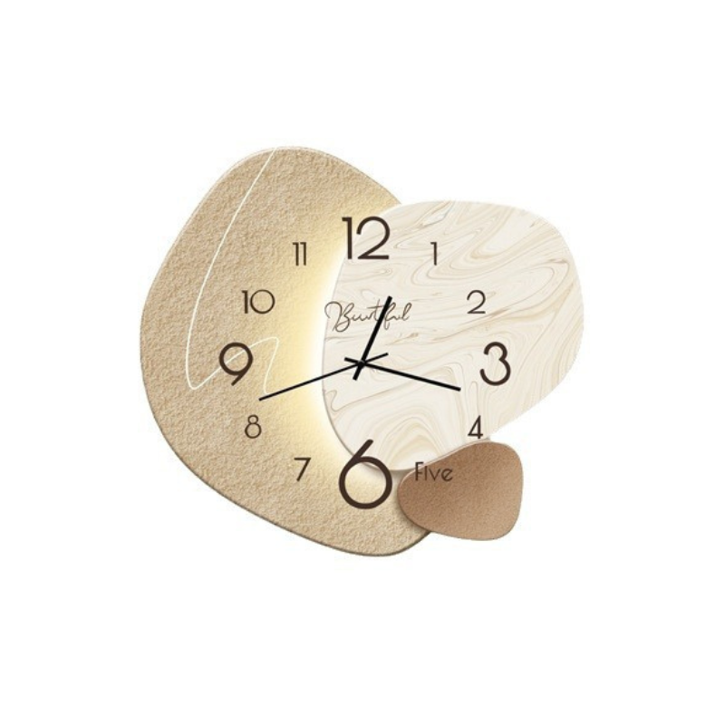 Wandklok Scandinavisch Stil Uurwerk Modern Beige Organisch Design 40cm | Restfield