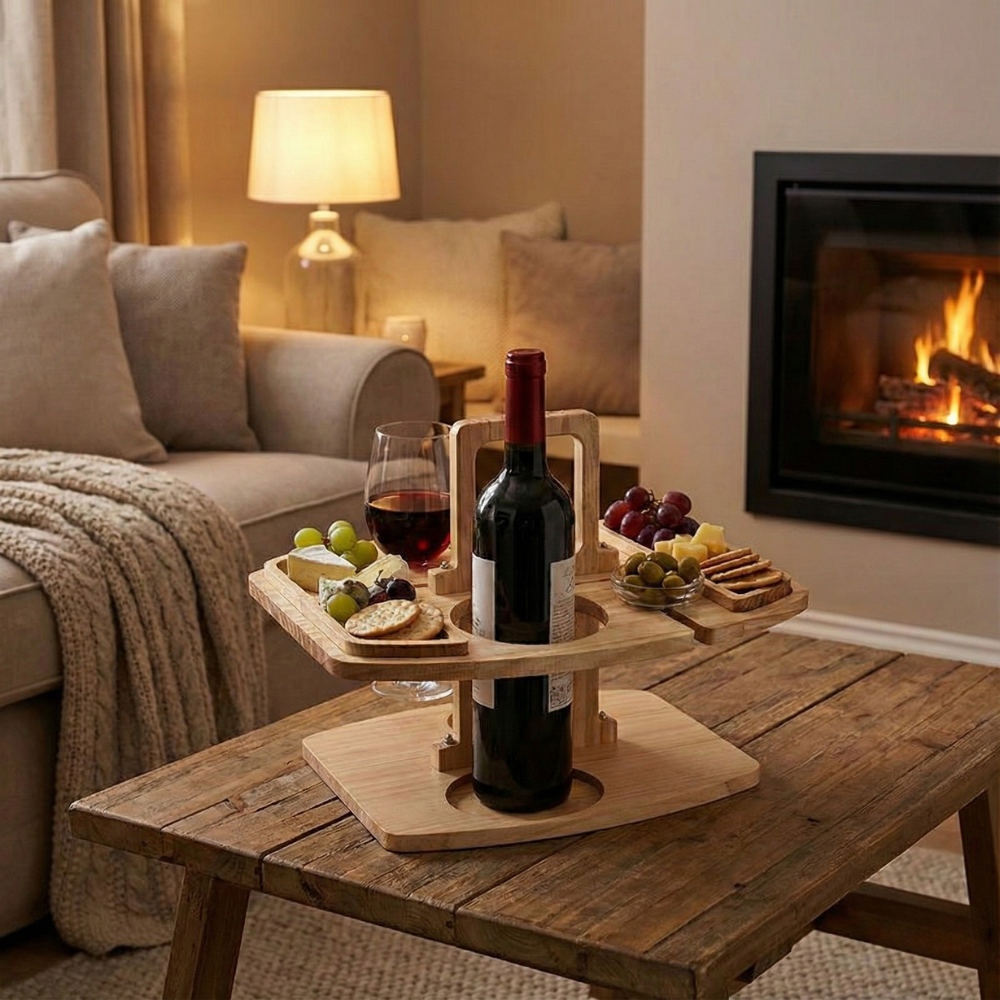 Houten Wijntafel voor Picknick & Aperitief | Luxe Wijn- en Borreltafel voor Buiten