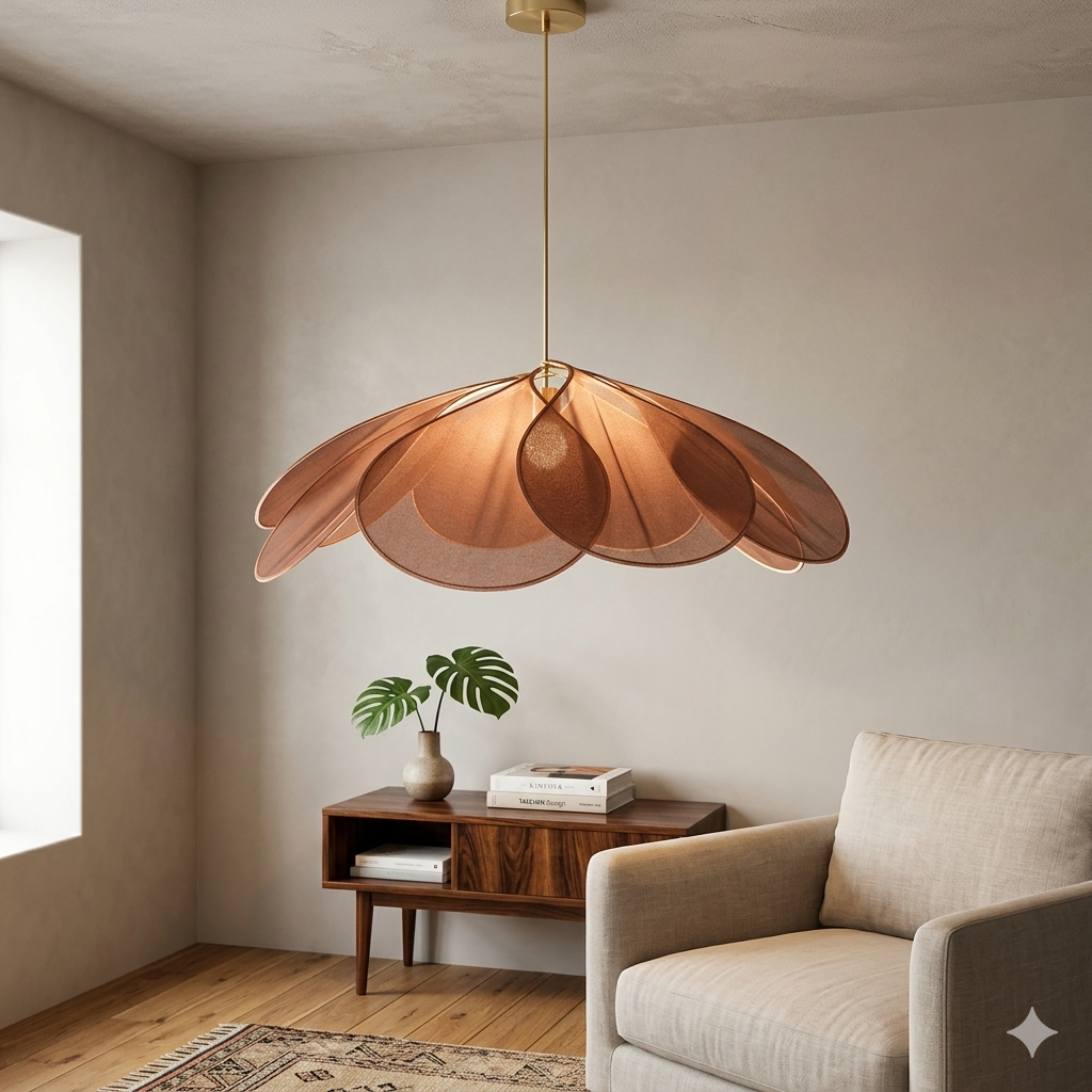 Hängelampe Blume Stoff Vintage E27 Warmweiß 50-80cm Wohnzimmer Schlafzimmer Esszimmer