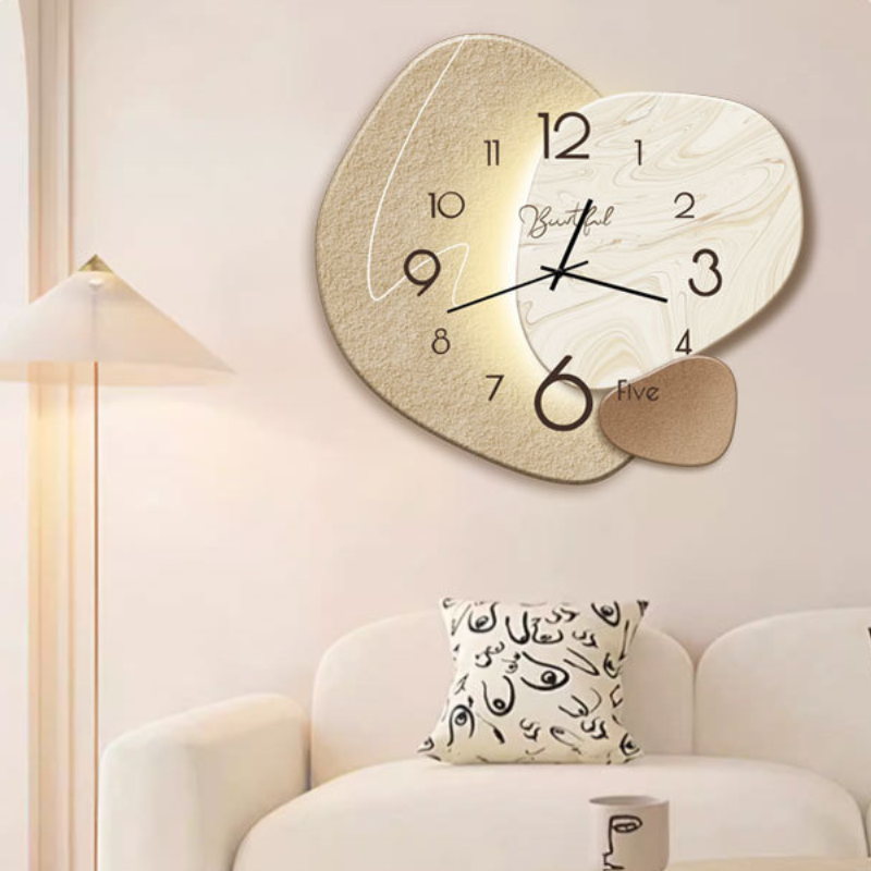 Wandklok Scandinavisch Stil Uurwerk Modern Beige Organisch Design 40cm | Restfield