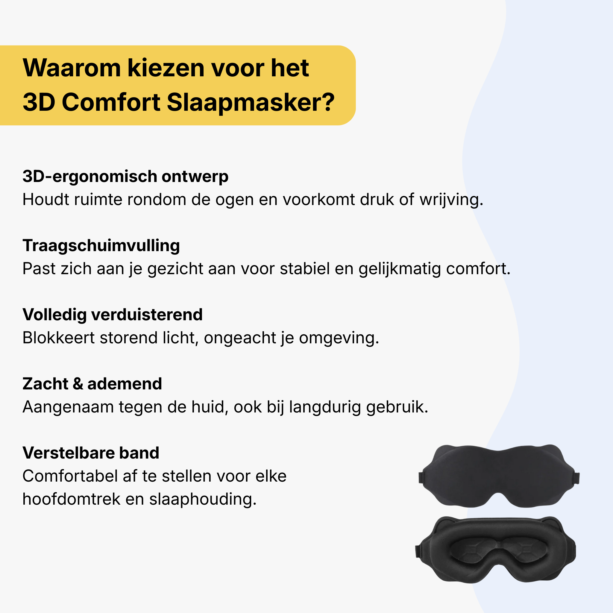 Restfield | 3D Comfort Slaapmasker – Oogvrij – Volledig Verduisterend