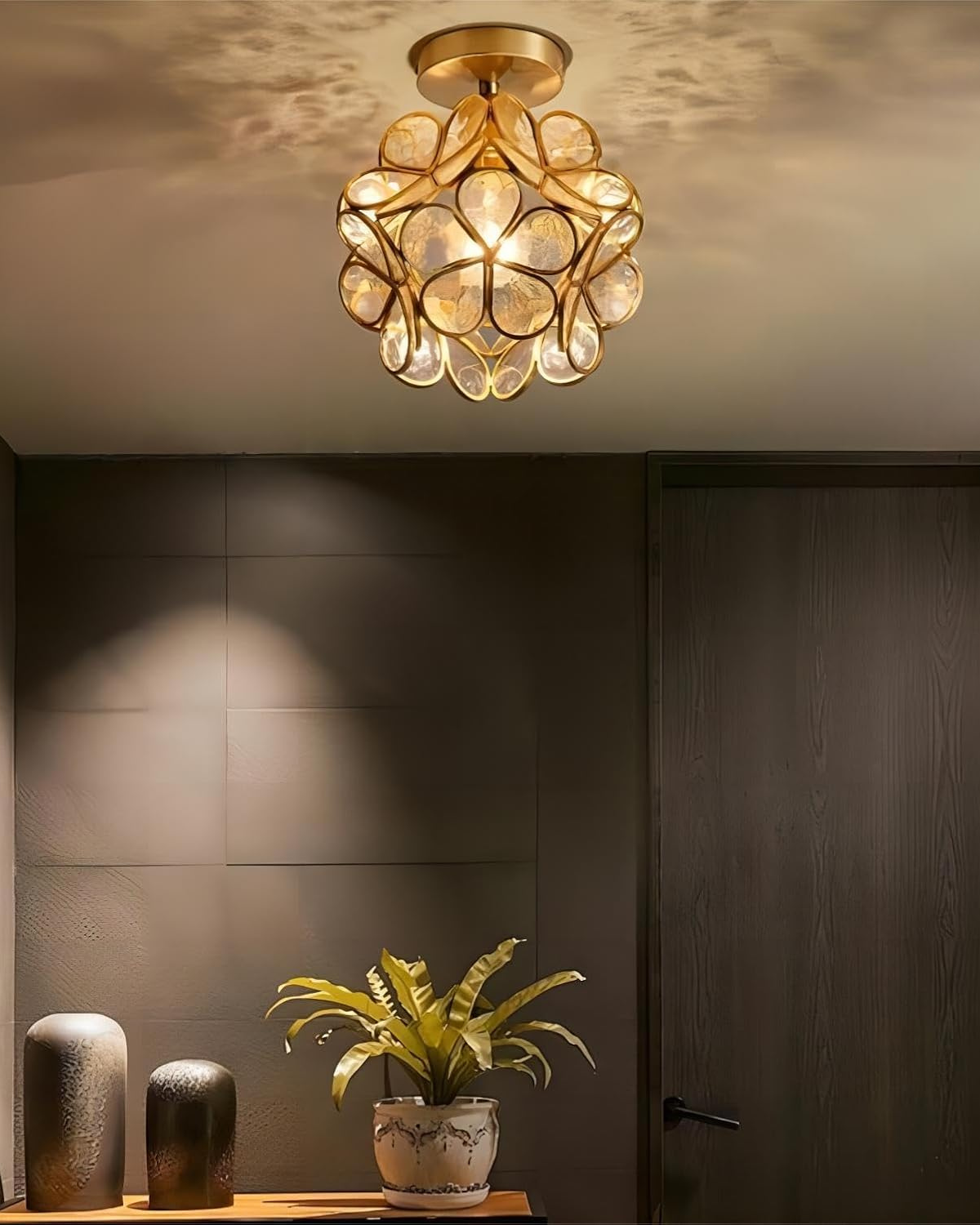 Moderne plafondlamp met bloemdesign in acryl en goudkleurig ijzer – luxe LED designlamp 20 cm | Restfield