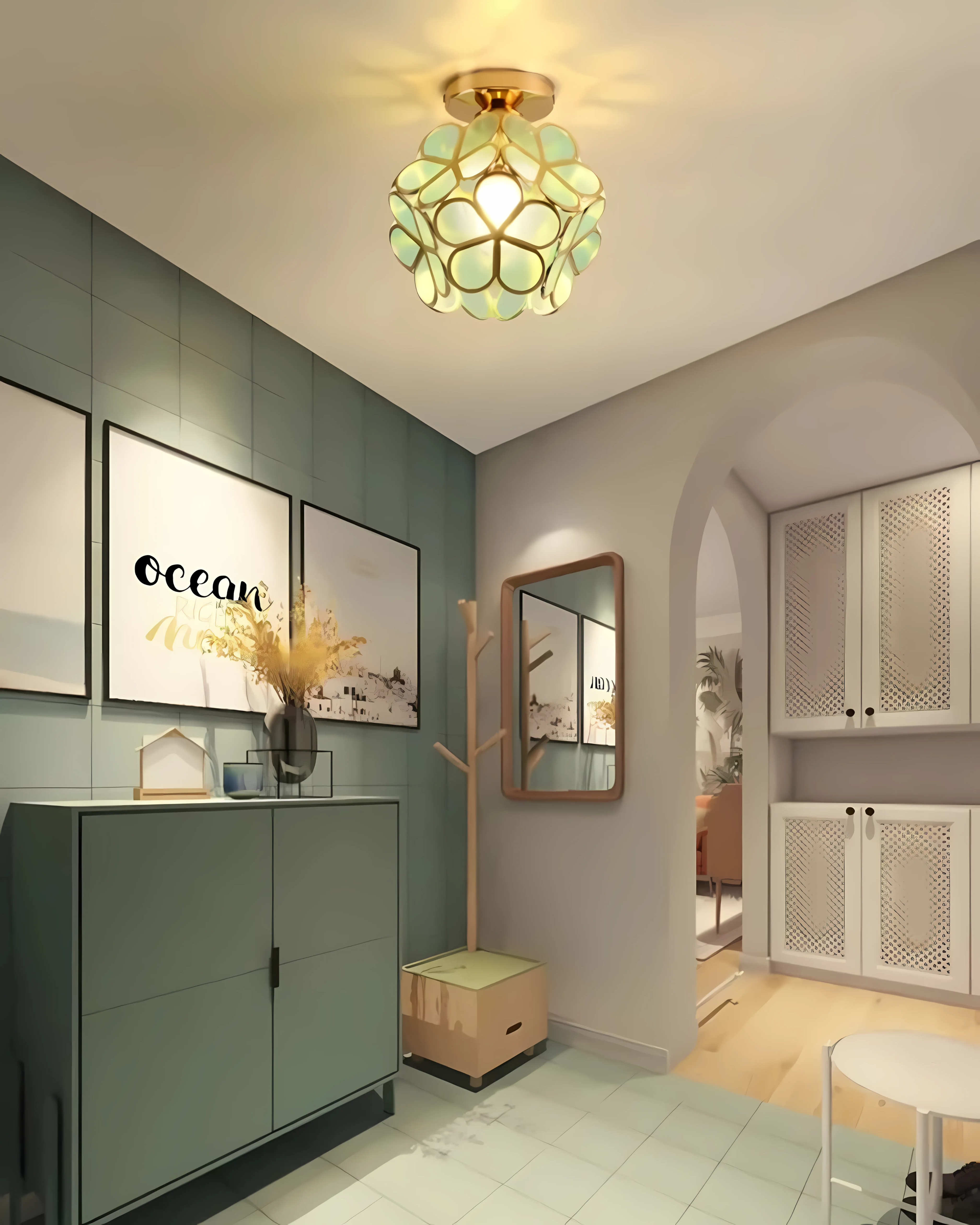 Moderne plafondlamp met bloemdesign in acryl en goudkleurig ijzer – luxe LED designlamp 20 cm | Restfield