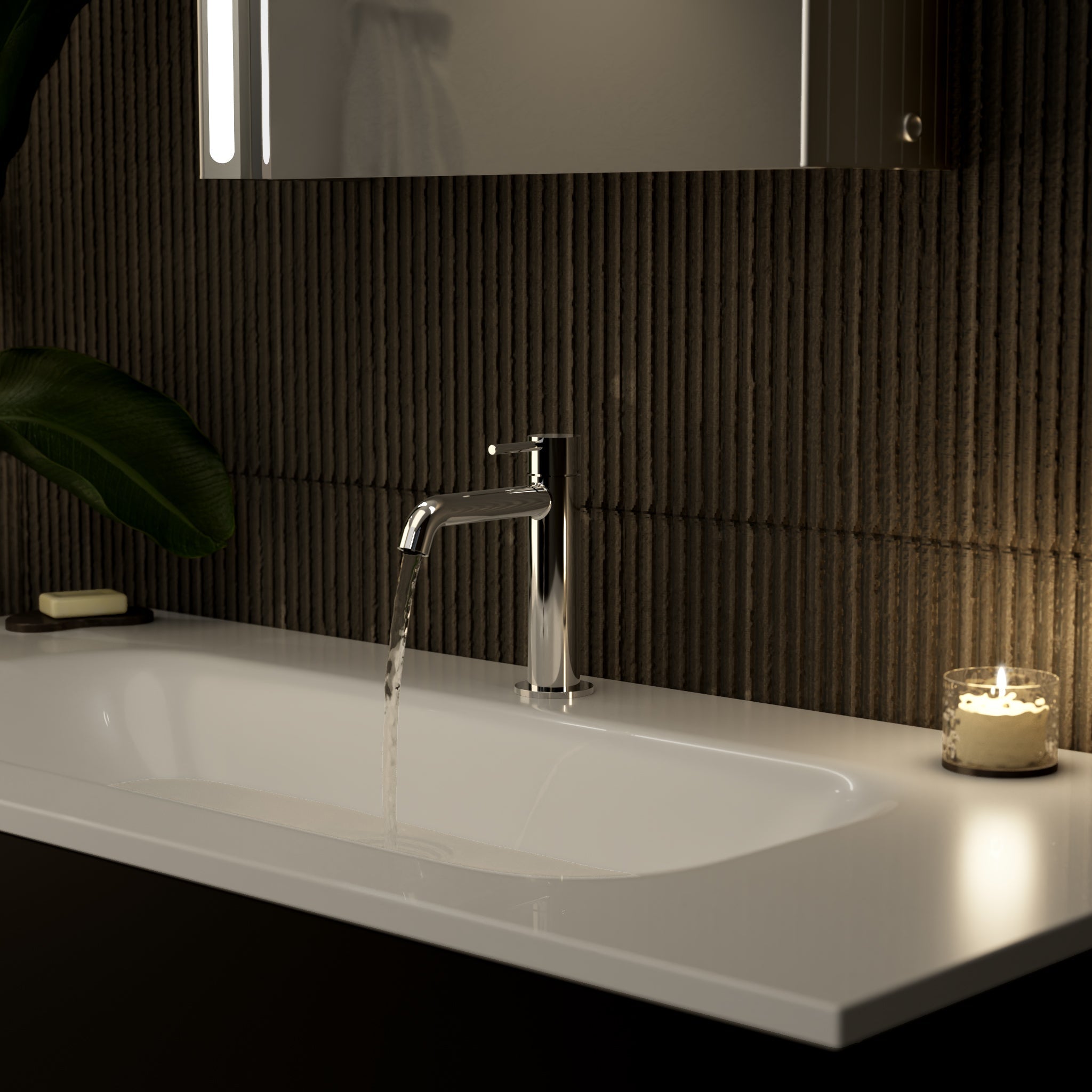 Wastafelmengkraan Opbouw Chroom Messing Italiaans Design 155mm Monobloc Luxe Badkamer