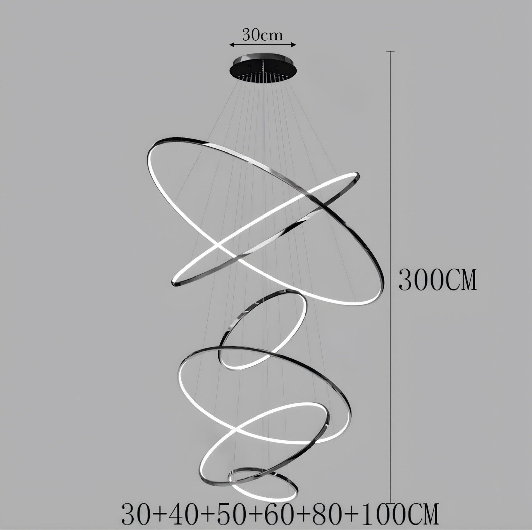 LED Kroonluchter Ringen Dimbaar RVS Goud Of Zwart 3 Tot 8 Elementen | Restfield