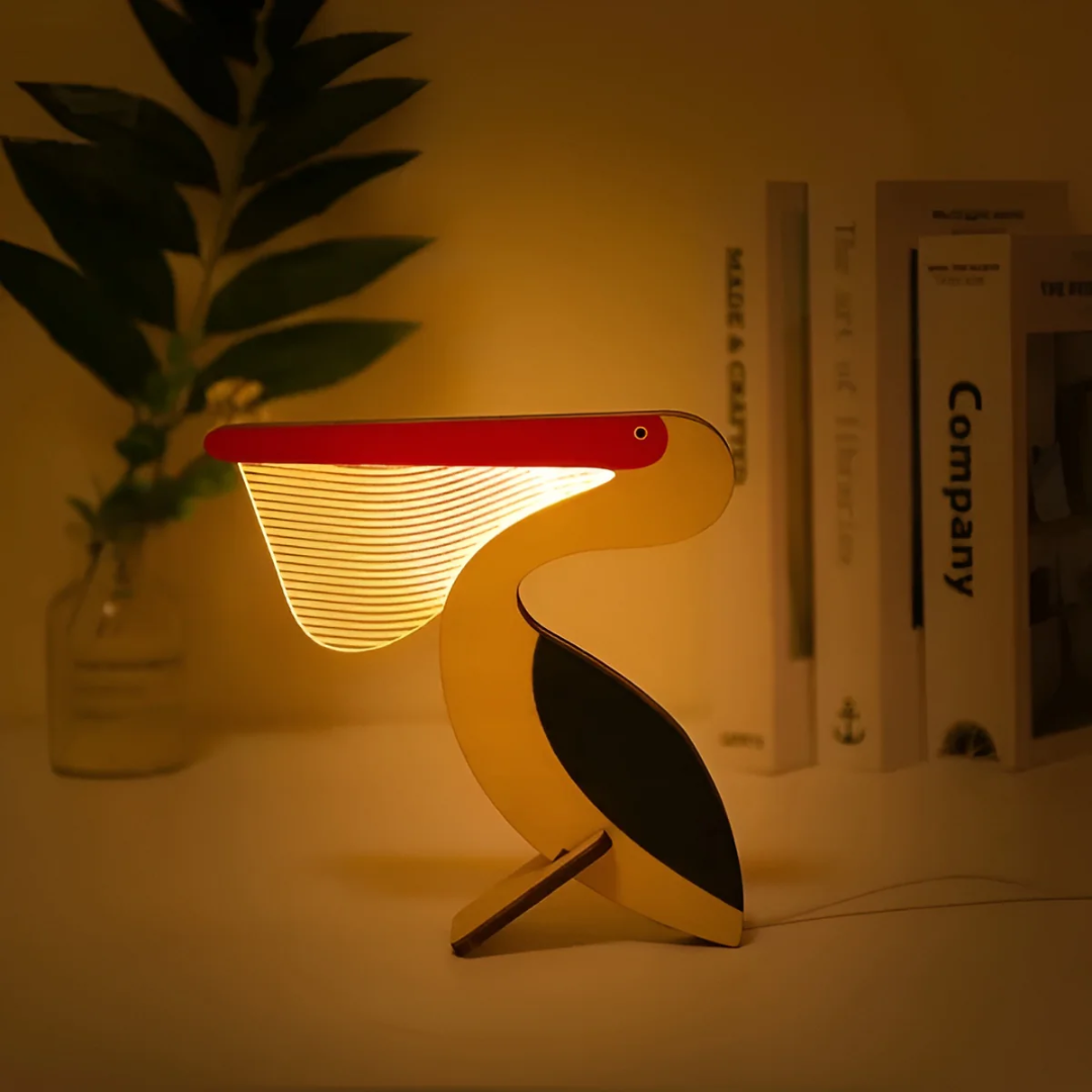 Houten Dieren Tafellamp met LED | Scandinavische Nachtlamp voor Slaapkamer & Kinderkamer