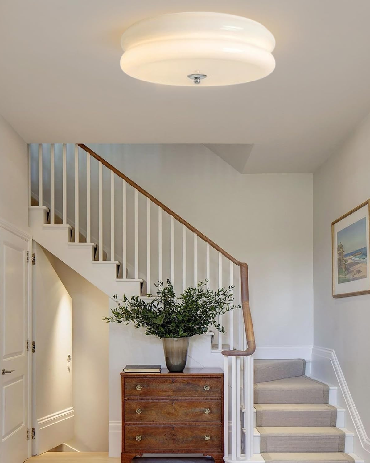 Art Deco Plafondlamp In Beige Met Chroom Accent En Warme Sfeerverlichting | Restfield