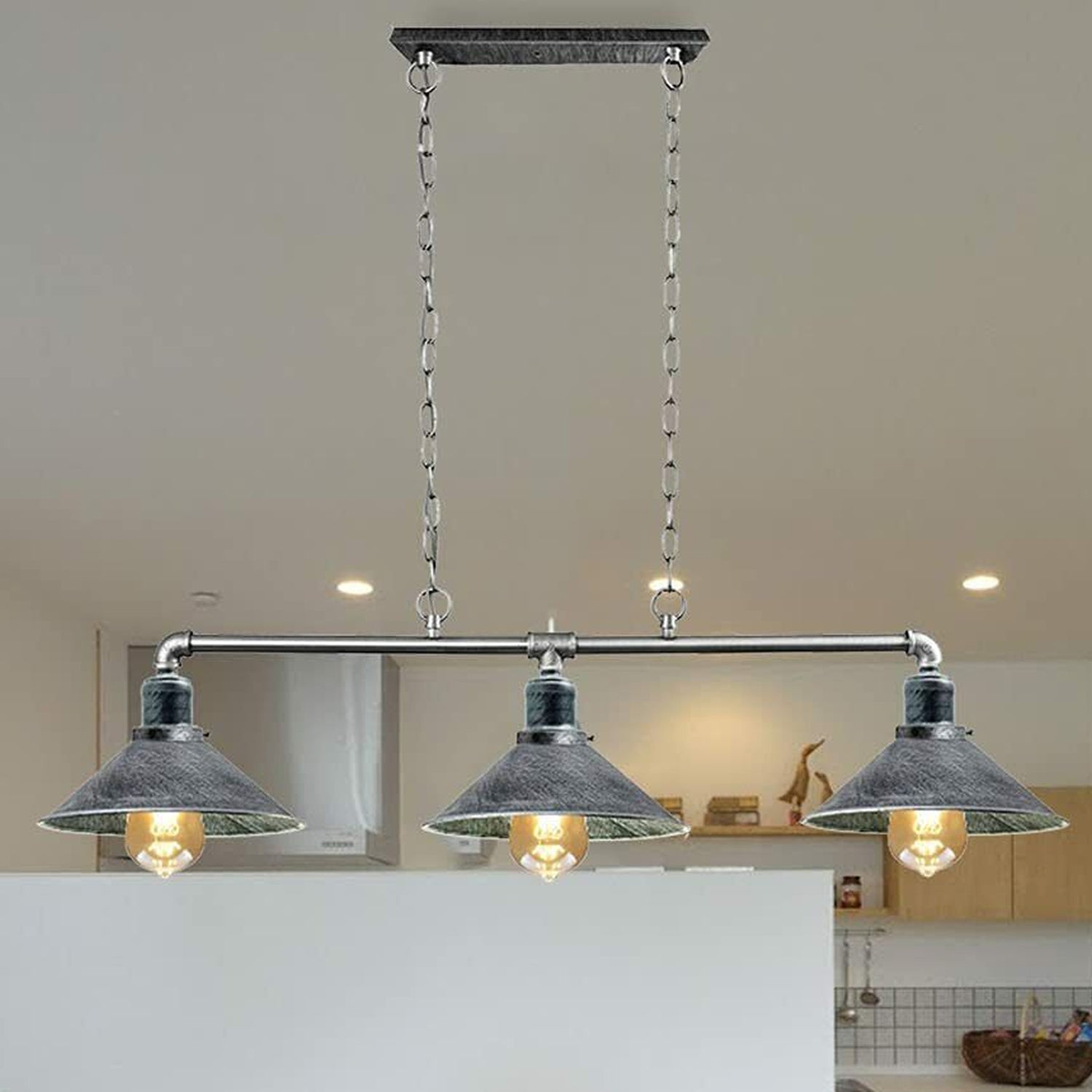 Plafondlamp Industrieel Steampunk Metaal Zwart 3-Lichts E27 Vintage Eetkamer Keuken