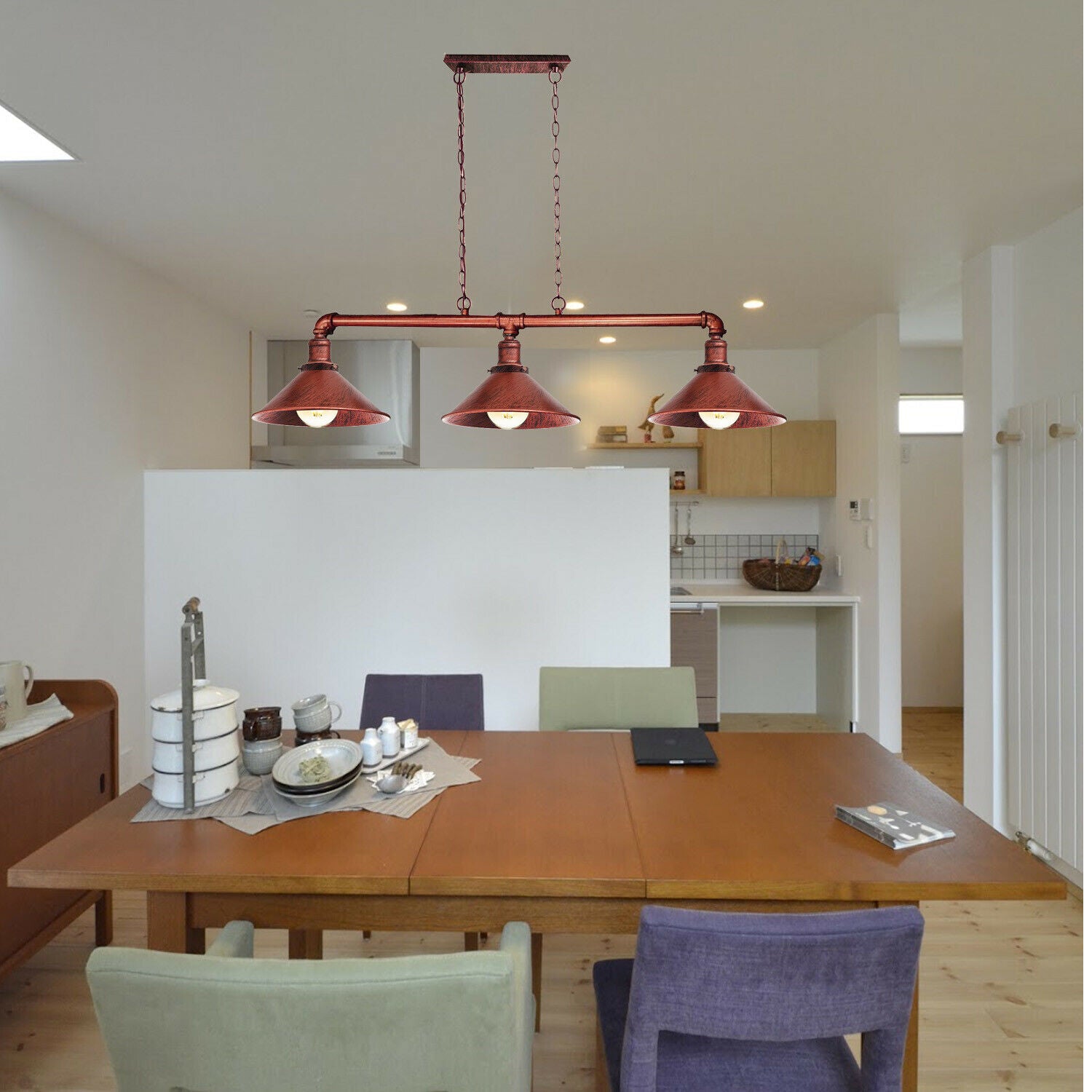 Plafondlamp Industrieel Steampunk Metaal Zwart 3-Lichts E27 Vintage Eetkamer Keuken