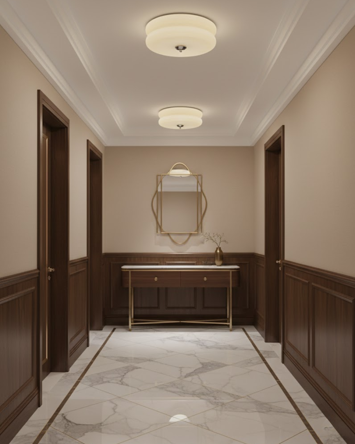 Art Deco Plafondlamp In Beige Met Chroom Accent En Warme Sfeerverlichting | Restfield