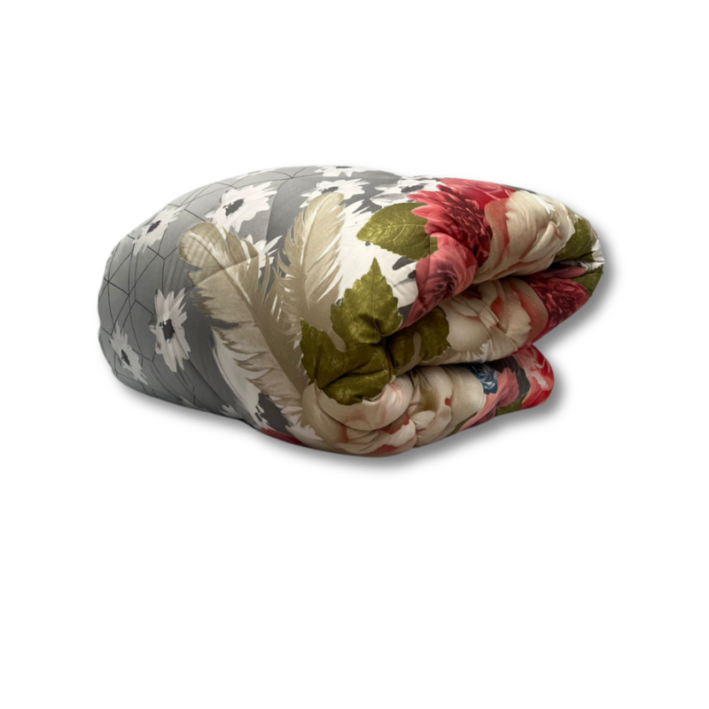 Restfield | 2-in-1 Dekbed Zonder Overtrek – Grijs met Rozen – All Season