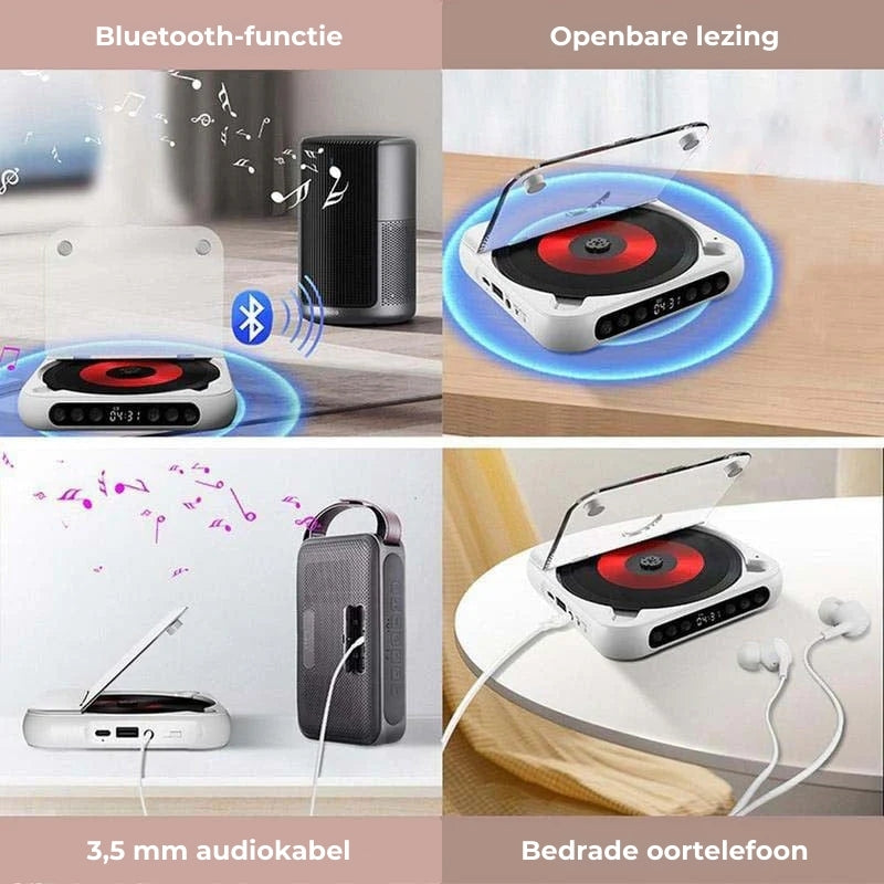 Draagbare CD Speler Met Bluetooth 5.3 Oplaadbare 2000mAh Batterij Type C USB MP3 CD-R CD-RW Ondersteuning Compact Design Met 3.5mm Aansluiting | Restfield