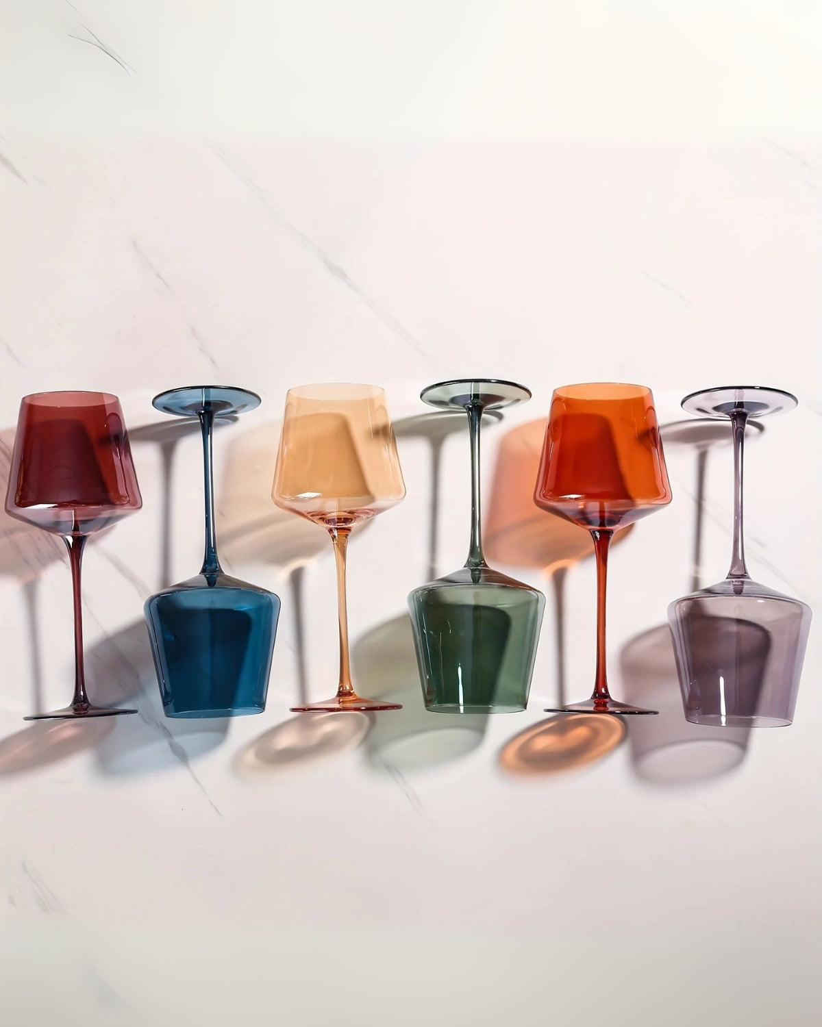 Handgeblazen Regenboog Wijnglazen Set Van 6 Luxe Gekleurd Glas Voor Wijn En Dinertafel | Restfield