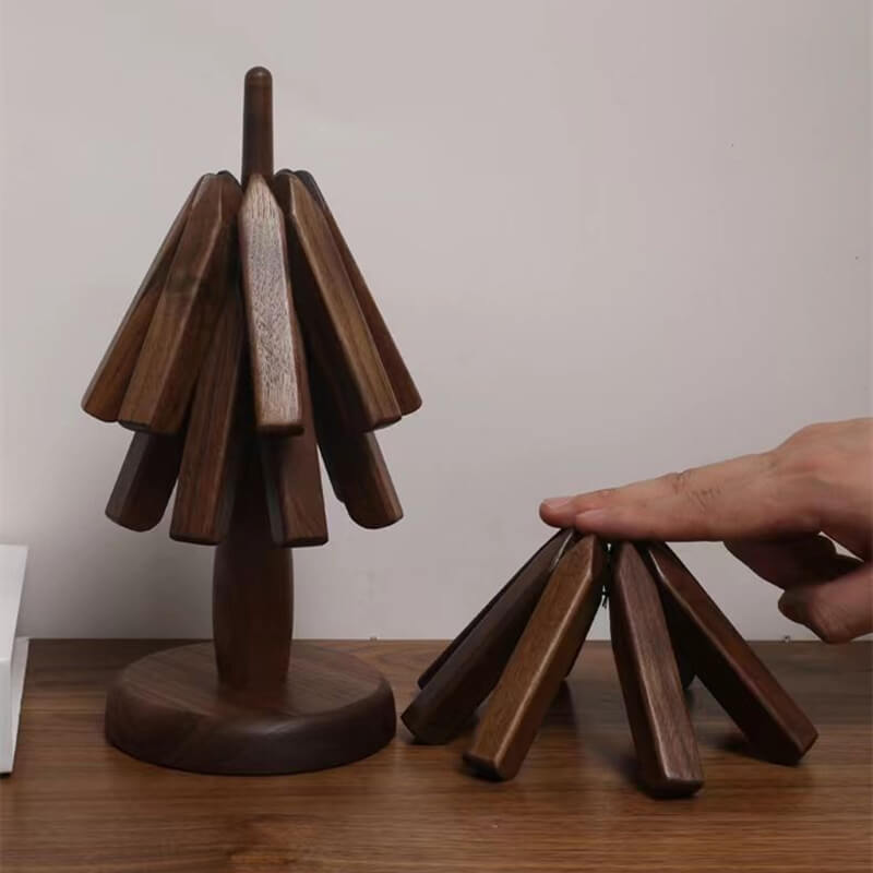 Pannenonderzetter Walnoot Houten Boom Design 10x25cm Tafelbescherming | Restfield