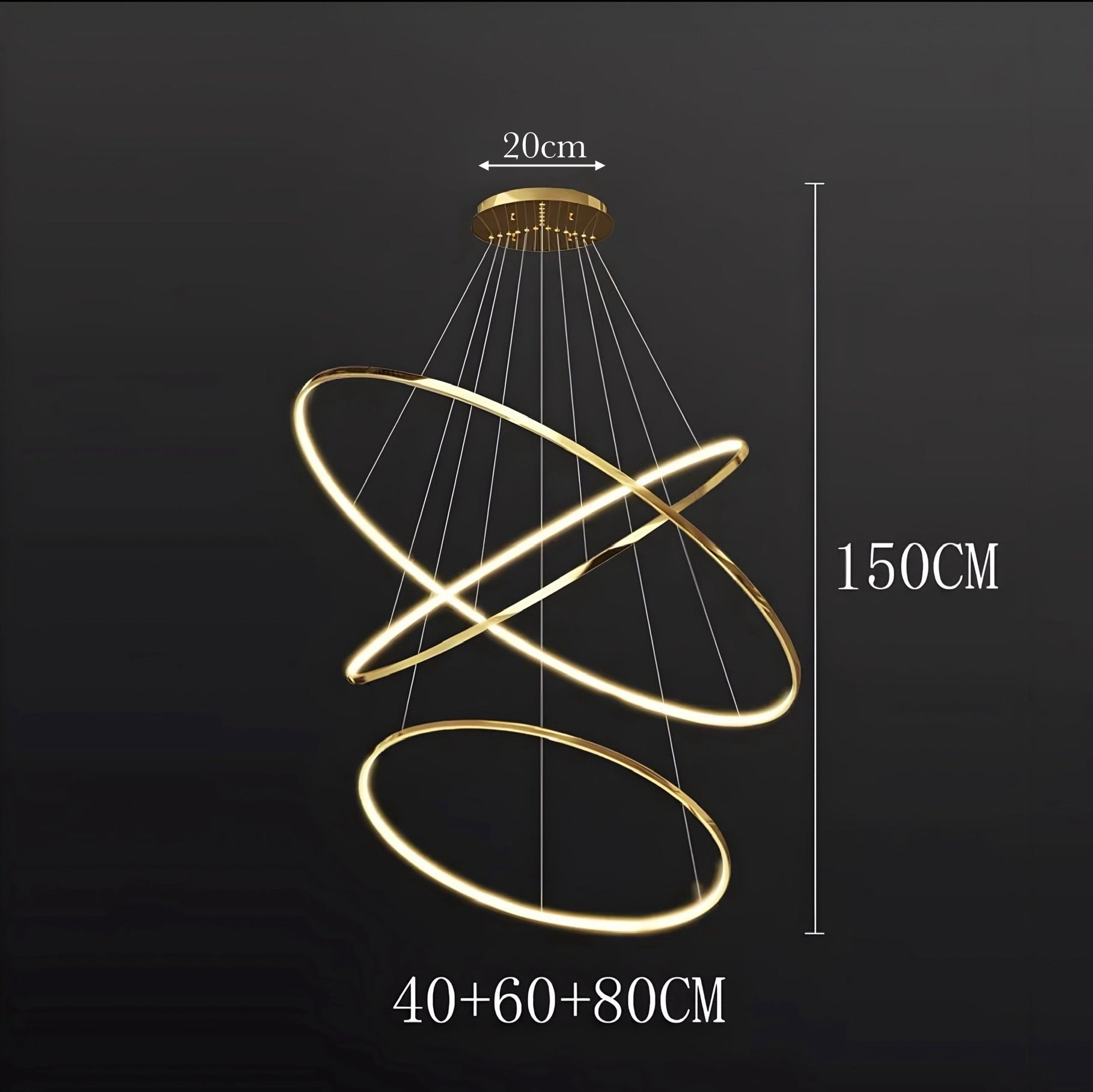 LED Kroonluchter Ringen Dimbaar RVS Goud Of Zwart 3 Tot 8 Elementen | Restfield