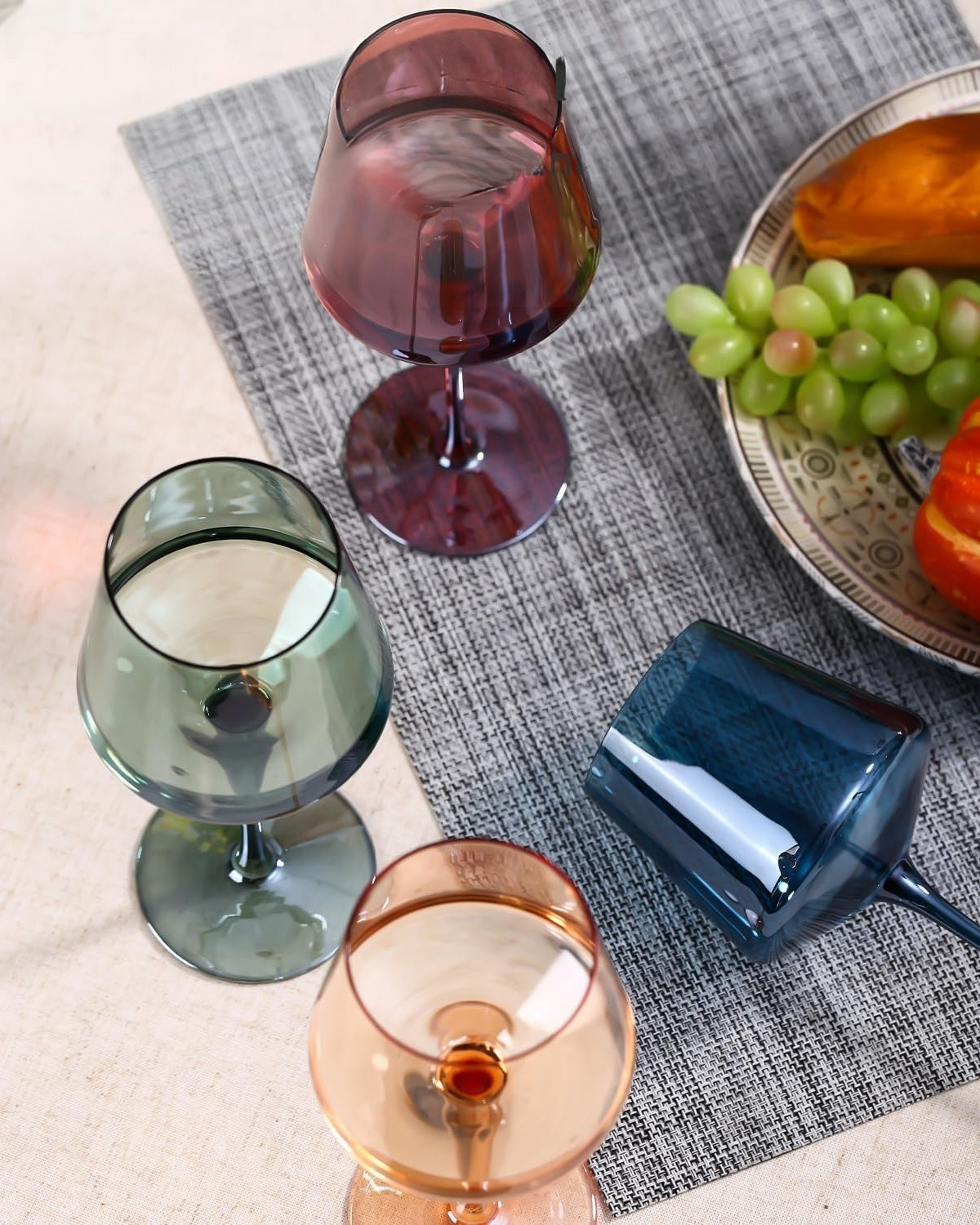 Handgeblazen Regenboog Wijnglazen Set Van 6 Luxe Gekleurd Glas Voor Wijn En Dinertafel | Restfield