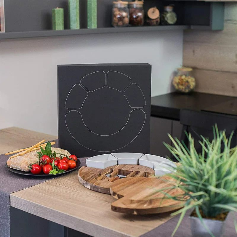 Luxe serveerplank met kaasplank en messen set voor borrel, diner en feestelijke presentaties