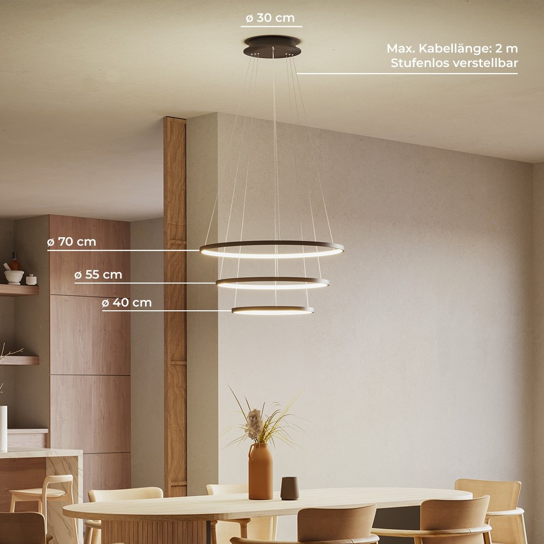 LED Hanglamp Ringen 70-55-40cm Dimbaar Aluminium Design | Restfield