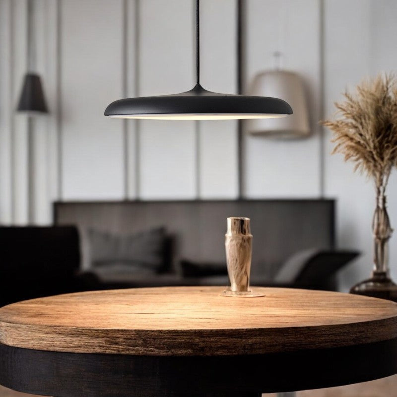 Scandinavische ultradunne schijfvormige hanglamp met diffuus ledlicht voor moderne interieurs | Restfield