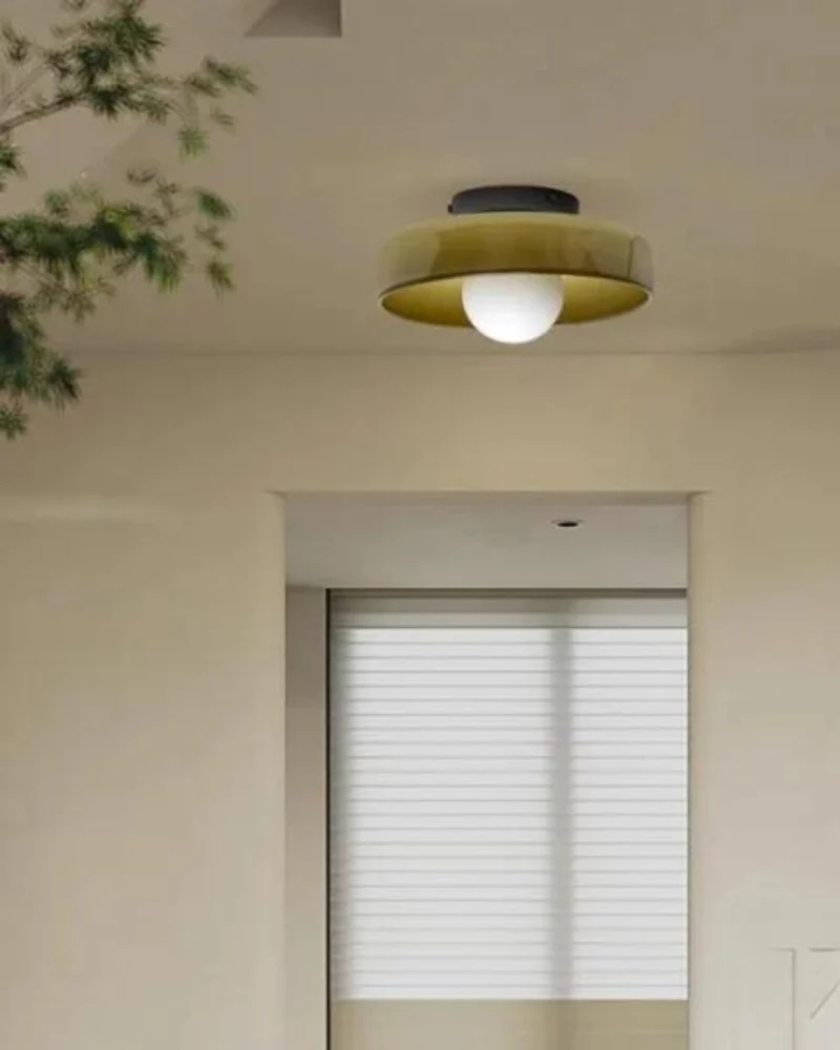 Moderne ronde plafondlamp van glas en ijzer – minimalistische designlamp voor woonkamer en slaapkamer met warme lichtkleur | Restfield