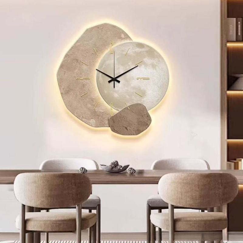 Wandklok Scandinavisch Stil Uurwerk Modern Beige Organisch Design 40cm | Restfield