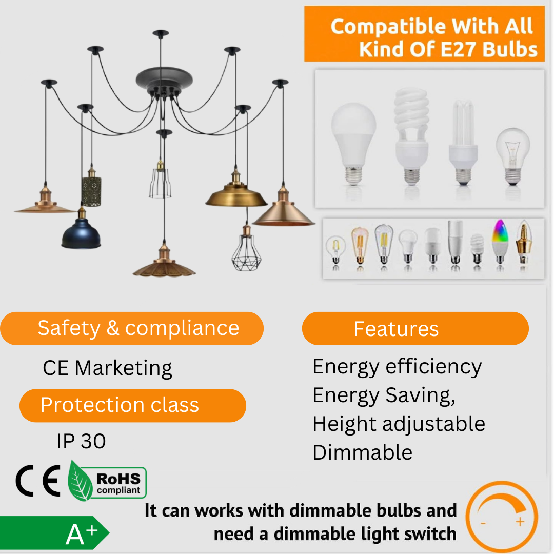 Hanglamp Spin Vintage Metaal Dimbaar E27 Meerkoppig Industrieel Sfeerverlichting Woonkamer