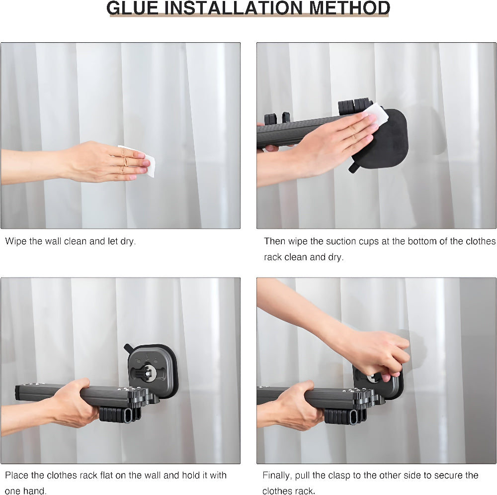 Wand Kledingrek Aluminium Uitschuifbaar Inklapbaar Zonder Boren | Restfield