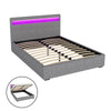 Tweepersoons Bedframe met Gaslift Opbergruimte en LED Hoofdbord – Grijs Gestoffeerd 140x190 cm | Restfield