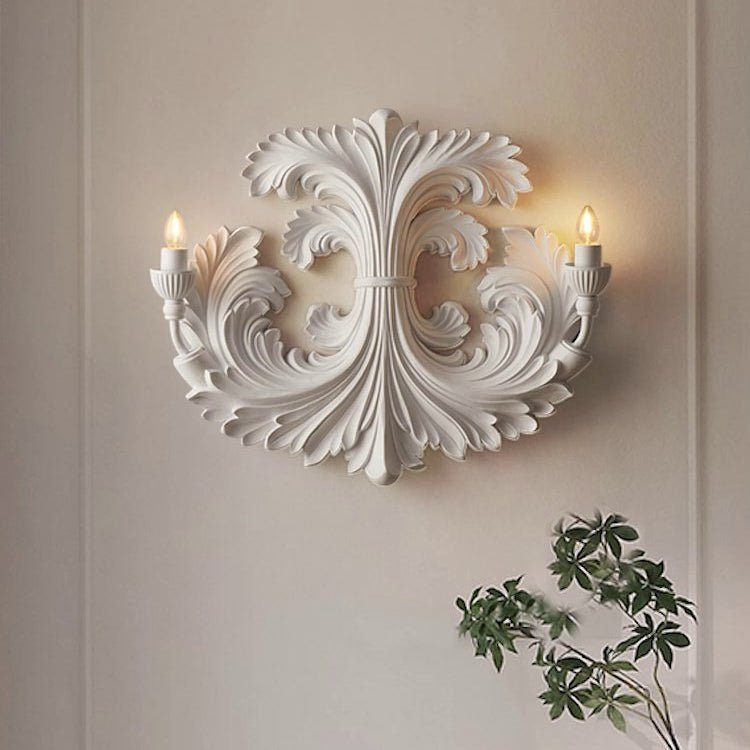 Klassieke Barok Wandlamp Met Florale Gipsdetails En Dubbele Lichtbron Voor Sfeervolle Binnenverlichting | Restfield