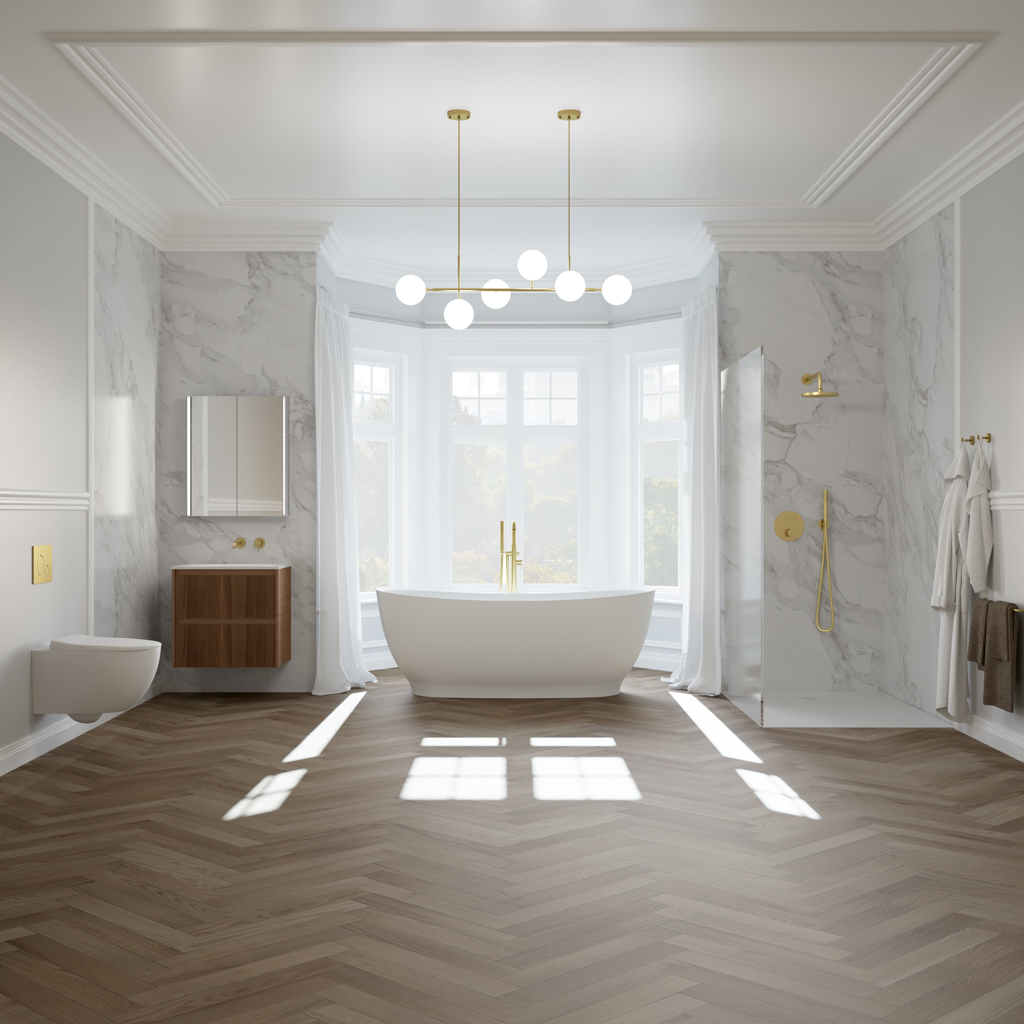 Badkamermeubel Hangend Massief Walnoot 60cm Geribbeld Twee Laden Beyondstone Wastafel