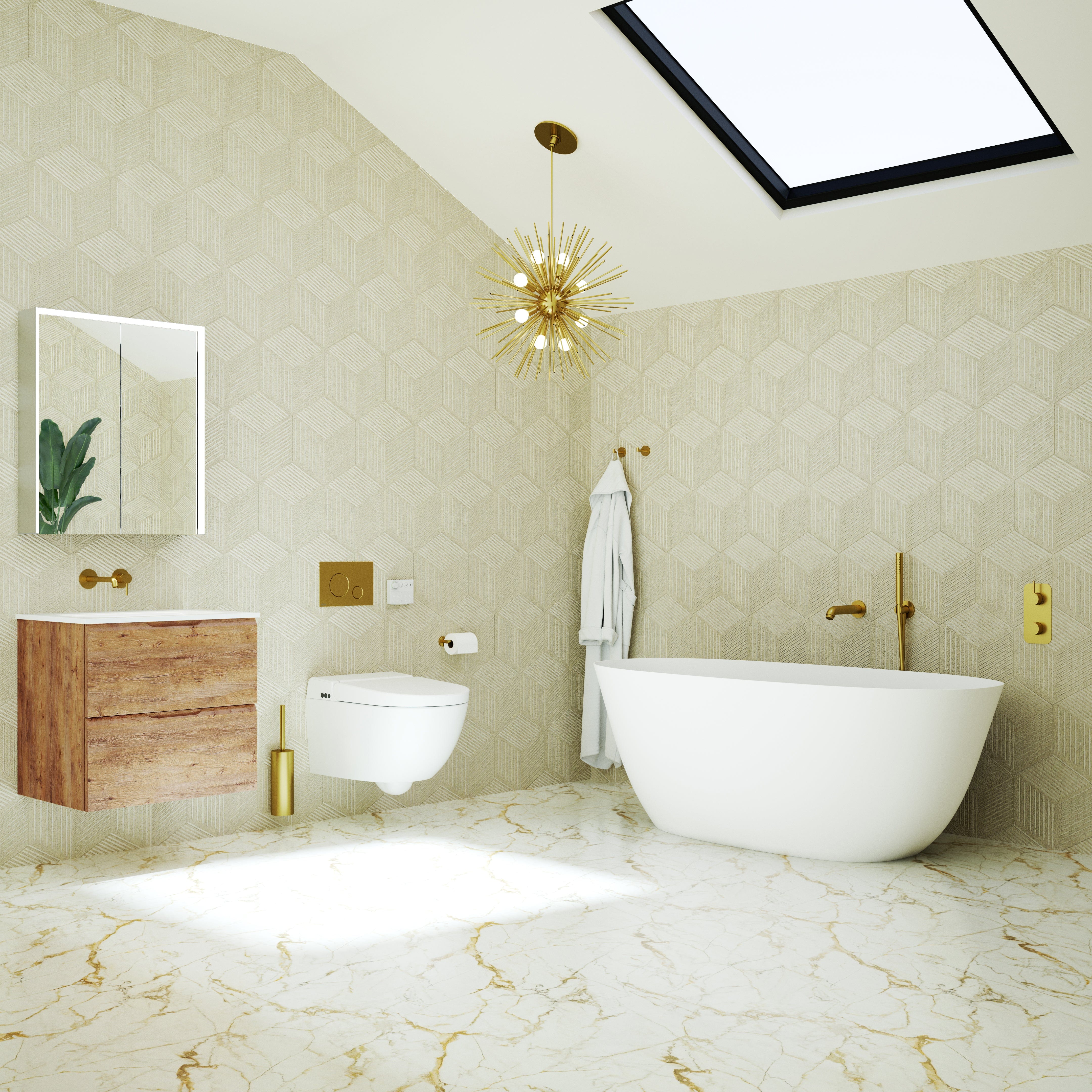 Wandkraan Wastafel Geborsteld Messing Italiaans Design 180mm Mengkraan Luxe Badkamer